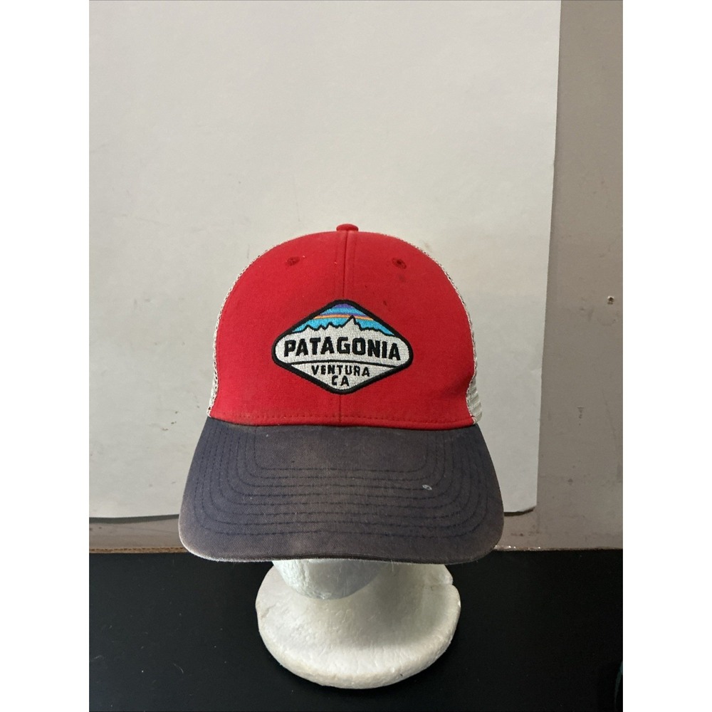 Patagonia Ventura CA Red Grey Adjustable Trucker Mesh Snapback Hat Cap